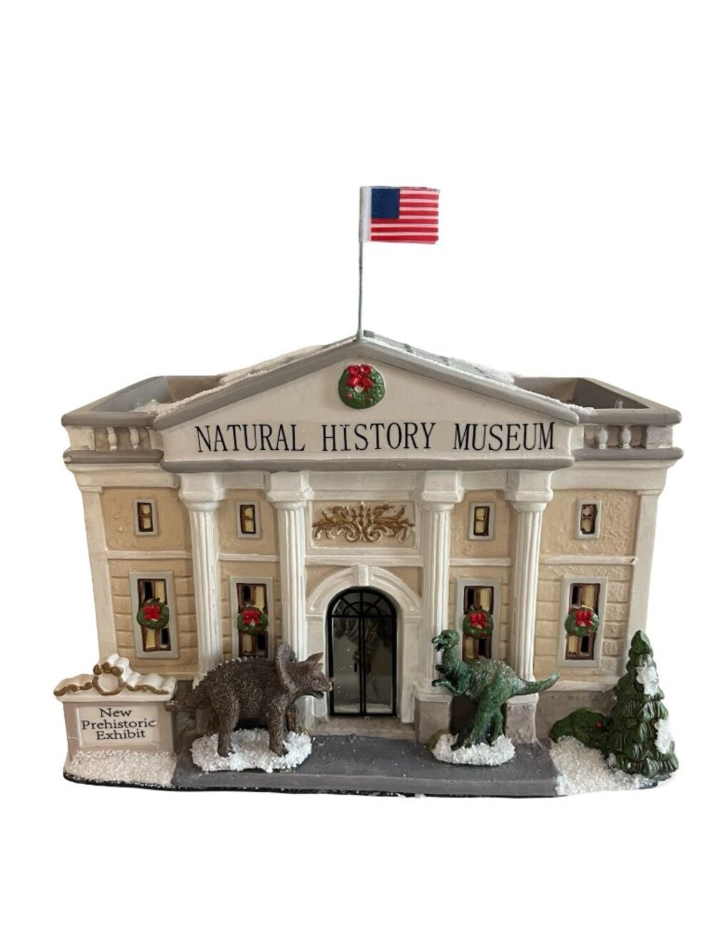 St Nicholas Square Natural History Museum Illuminated Christmas Village Dinosaur
